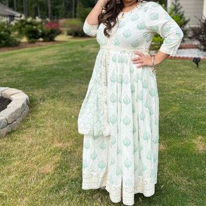 4 piece Indian cotton dress with mirror work